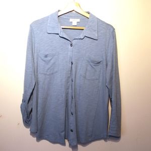 Style & Co Light Blue Button Up, Ribbed side panel